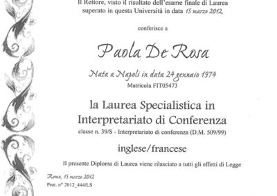 Laurea Magistrale in Interpretazione di Conferenza - Marzo 2012