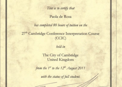 Corso di aggiornamento per Interpreti di Conferenza CCIC di Cambridge - Agosto 2011